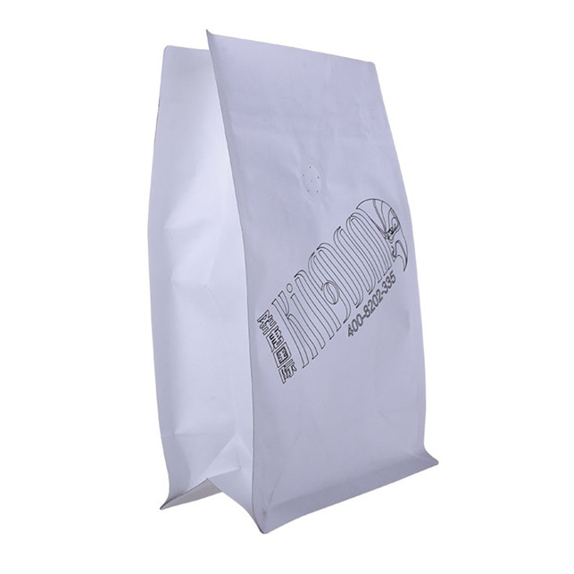 Custom white kraft coffee pouch with front zipper Biodegradable