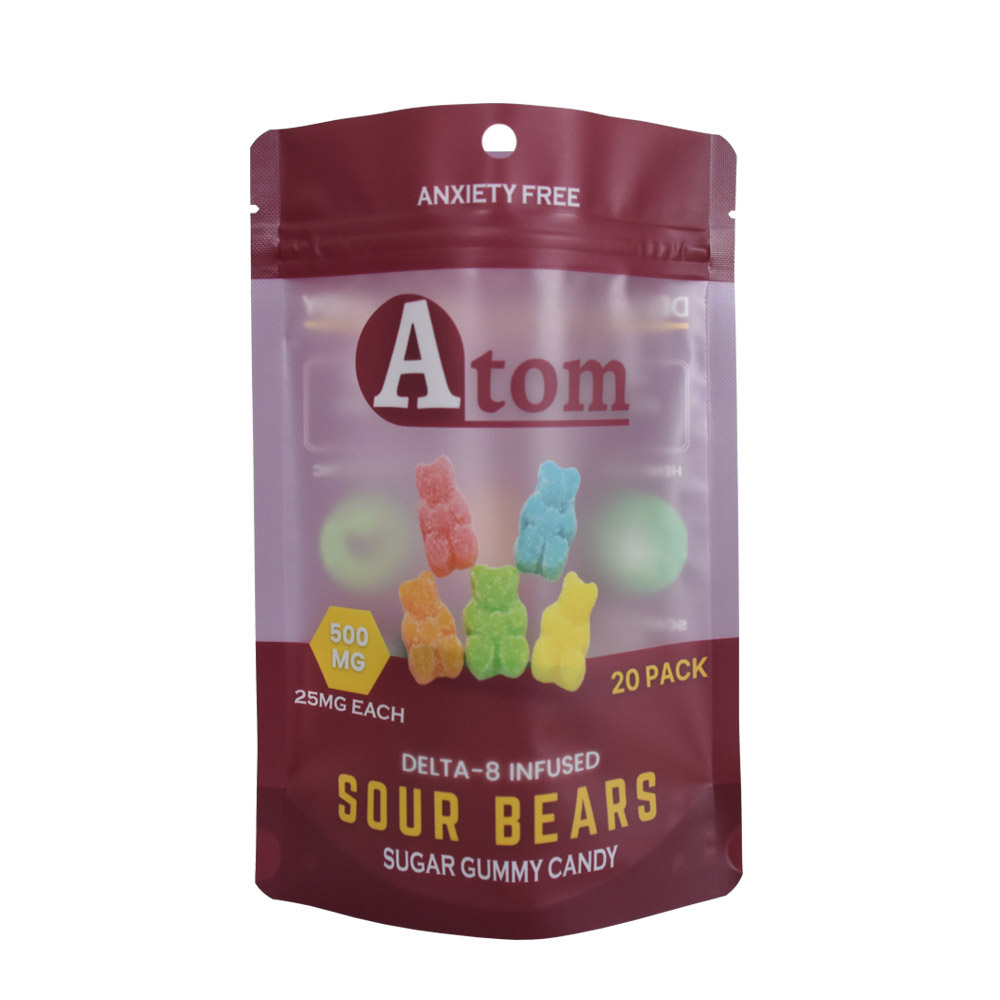 Custom Color Printed CBD Gummy Candy Stand Up Pouch Recyclable Bag Packgaing
