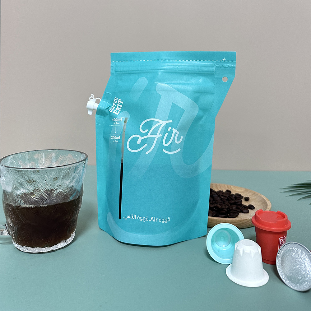 Custom Printed Cold Brewer Coffee Packaging Spout Pouch