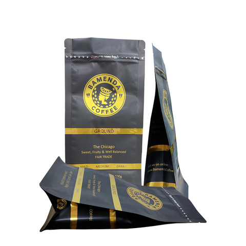 Laminated Block Flat Bottom Pouch For Tea Sustainable Food Bags 100 Recyclable Coffee Bags