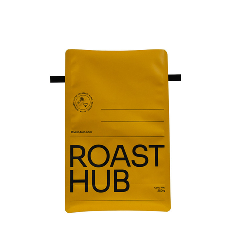 China Factory Screen Printing Moistureproof 12oz Flat Bottom Coffee Kraft Paper Bag with Clear Window