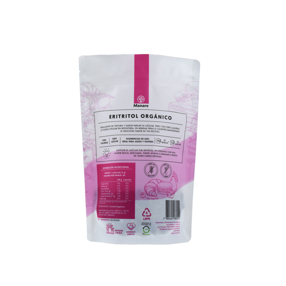 Custom Gravure printing compostable food bag with resealable Zipper
