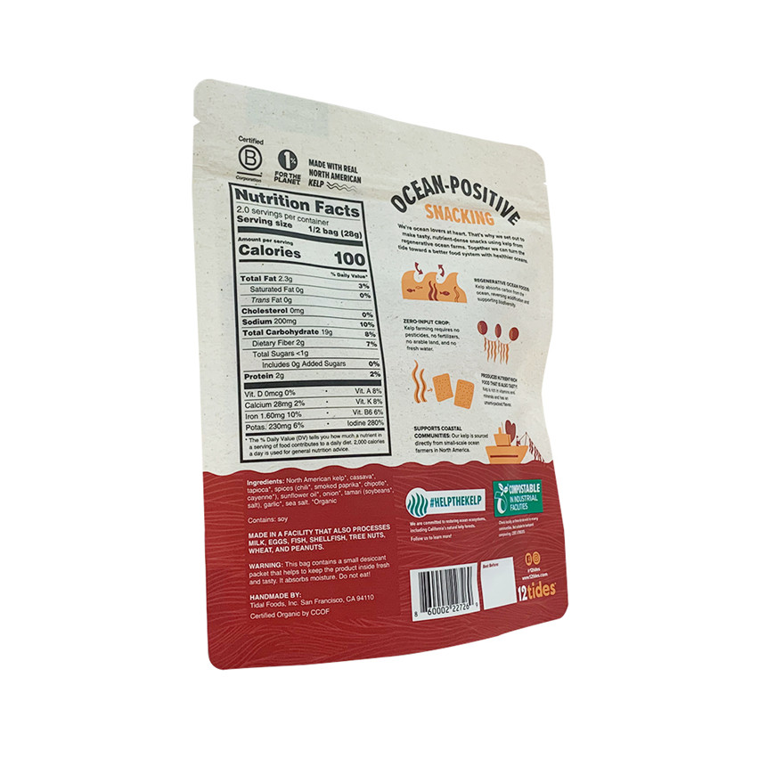 Customized Compostable Stand Up Zip Lock Chips Packaging Bags Wholesale