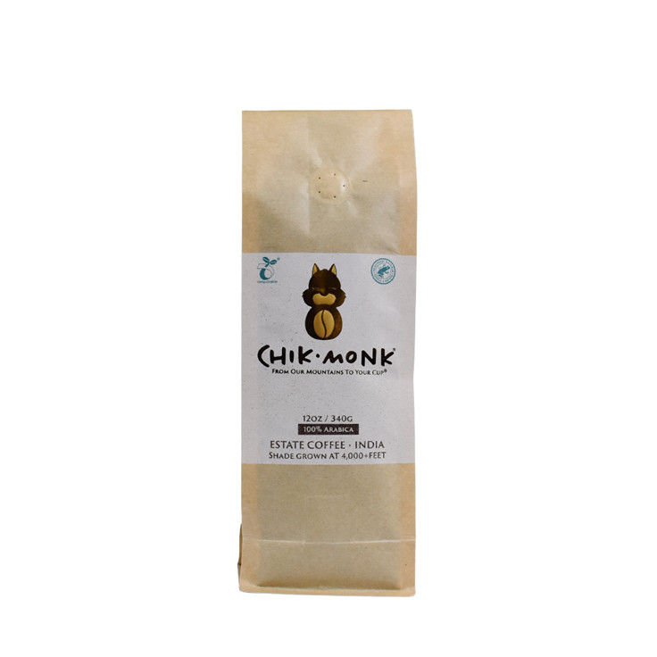 Good Quality Hot Stamping Logo Kraft Paper Gusseted Coffee Bags Gusseted Coffee Bags