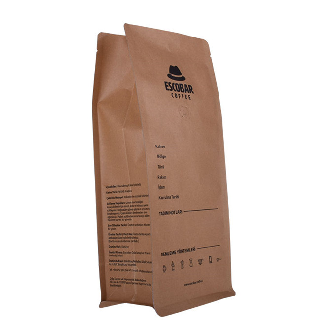 Compostable kraft paper coffee packaging bags wholesale printed with zip closure