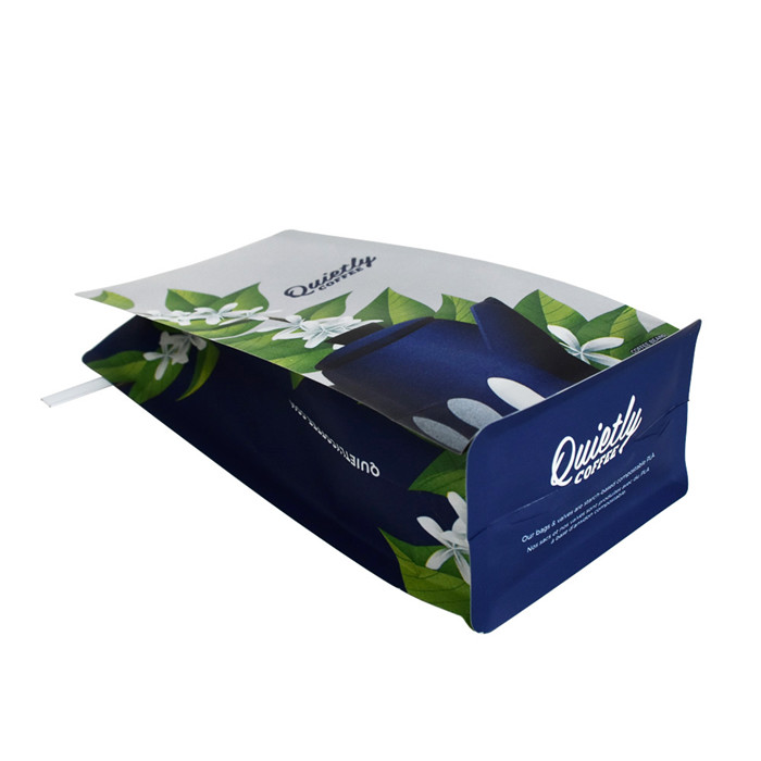 Custom print block bottom coffee pack paper for bag with tin tie