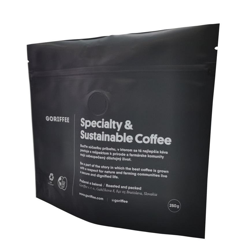 Sustainable Customized Stand Up Matt Black Coffee Bags Wholesale