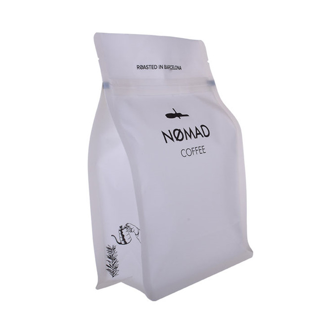 Custom printing block bottom semi clear coffee bags with ziplock