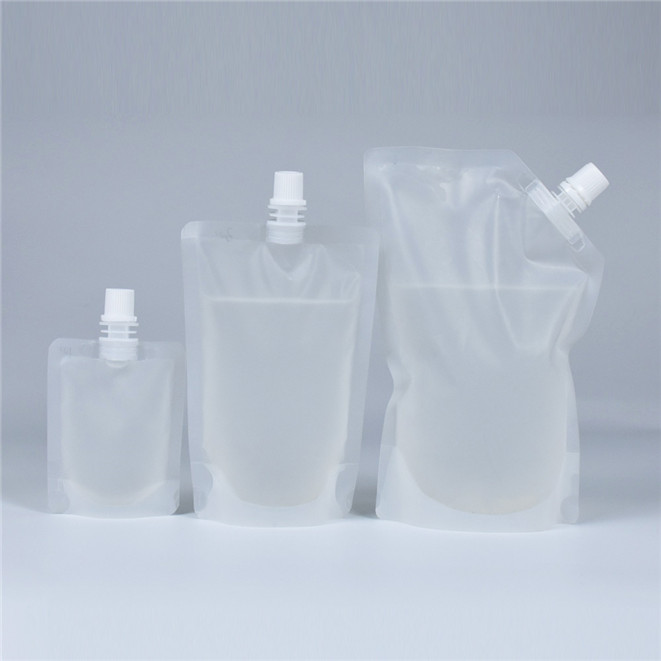 Recycled clear laminated spout pouch packaging for jucie