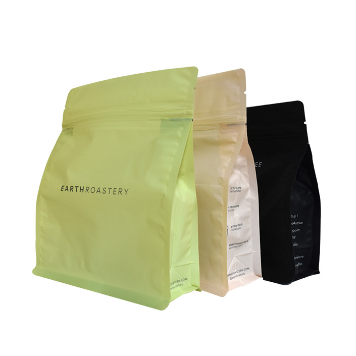 Flat bottom packaging compostable poly canada eco friendly packaging coffee pouch with zipper