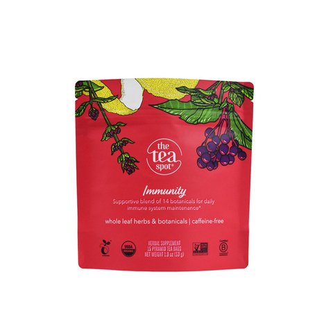 Custom Printed Full Matte Finish Ziplock Top Tea Packaging Eco Friendly Pouch