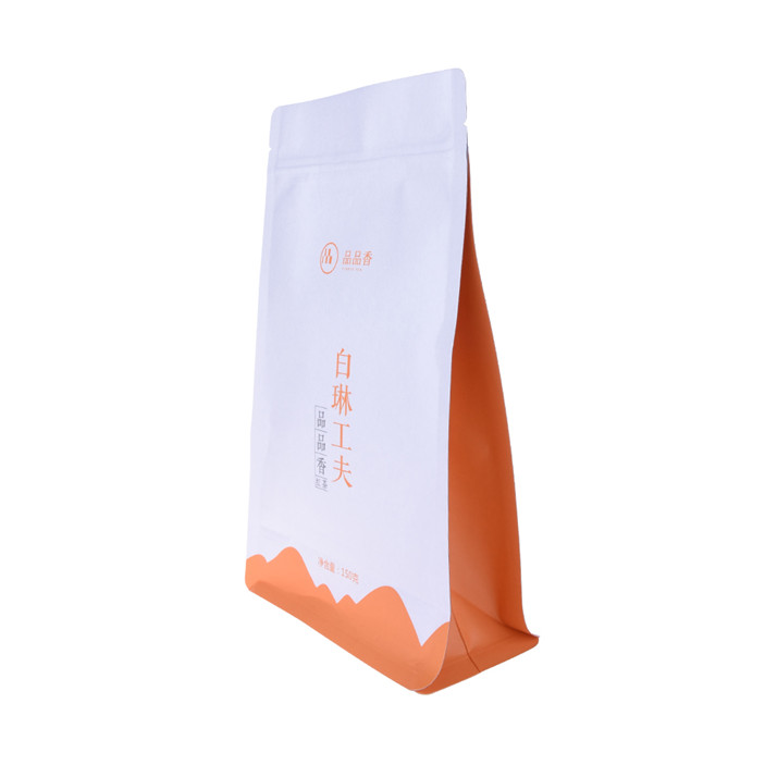 Custom flat bottom degradable packaging ziplock bag for tea