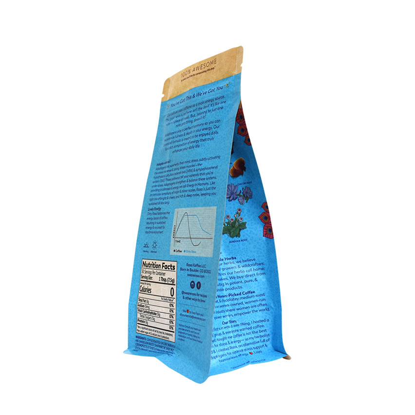 Eco Friendly Custom Production Flat Bottom Tea Pouch Packaging Wholesale