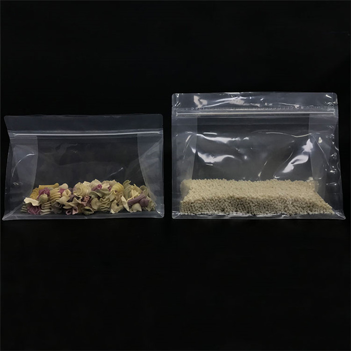 Custom size 8 side seal clear zipper pouch recyclable food packaging