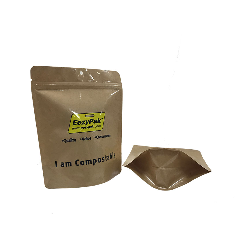 Biodegradable Iplock Stand Up Pouch Disposable Compostable Packaging Compostable Bag