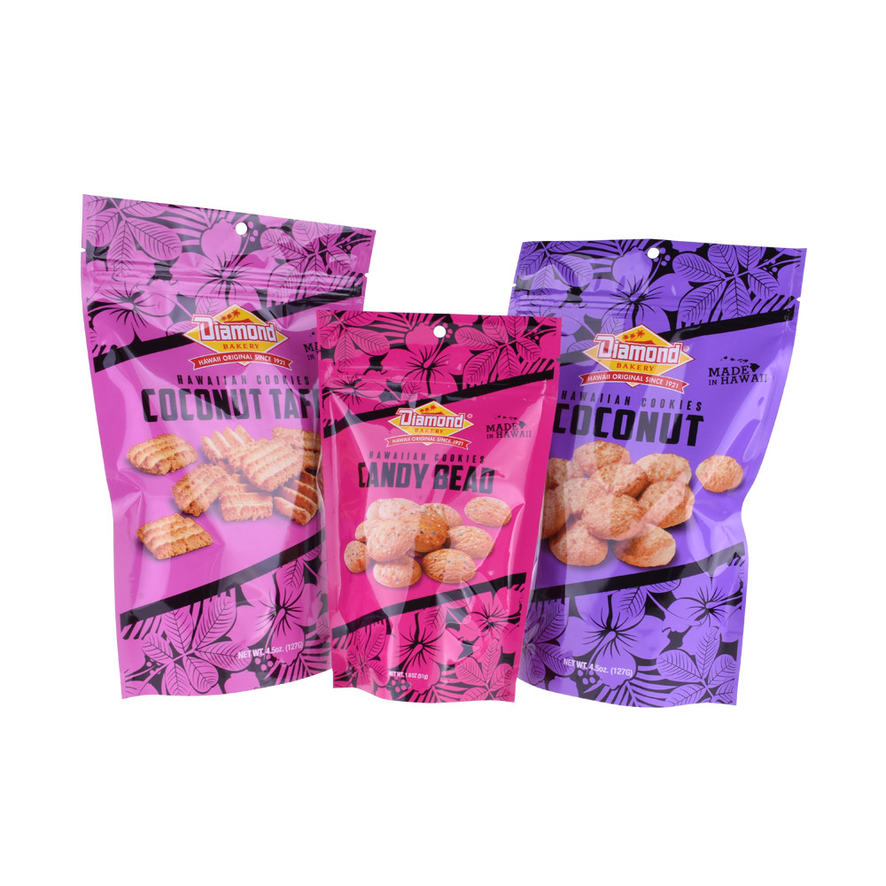 Eco friendly hot seal packaged biscuits snack bag wholesales