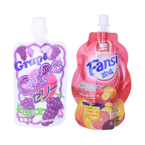 Plastic recyclable fruit jucie bag with spout pouch stand up