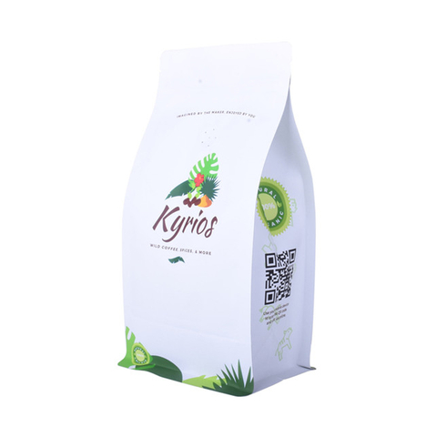 Custom Design Transparent Valve Bag Coffee in white kraft