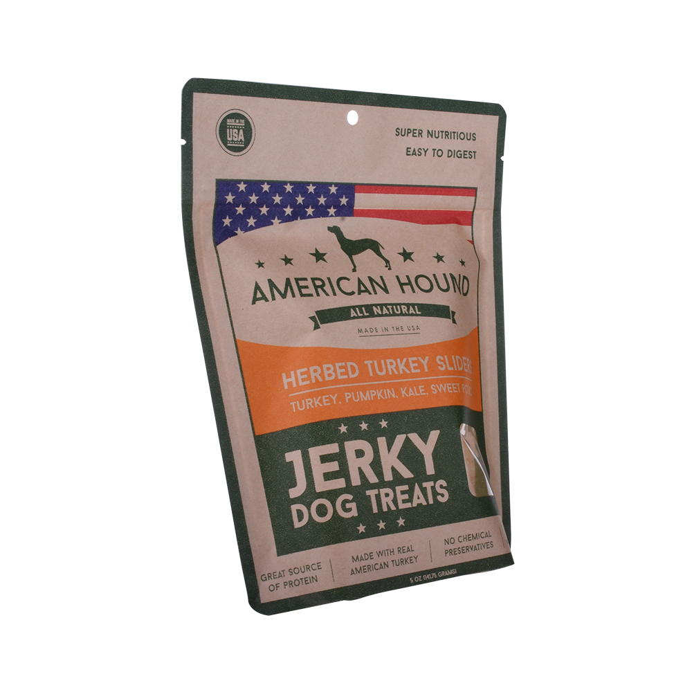 Custom Zipper Top Kraft Paper Dried Beef Dog Treats Stand-up Bag