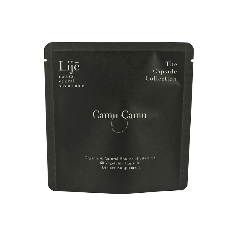 Custom Printed Matte Black Whey Protein Packaging Bag