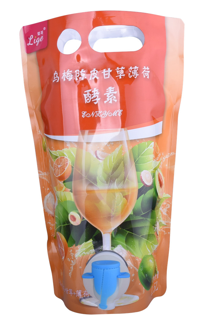 Plastic handle bags for Juice wine with tap 