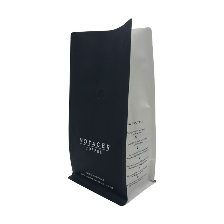 Custom Printed Kraft Paper Flat Bottom Sustainable Packaging Pouches Coffee Bags with Valve