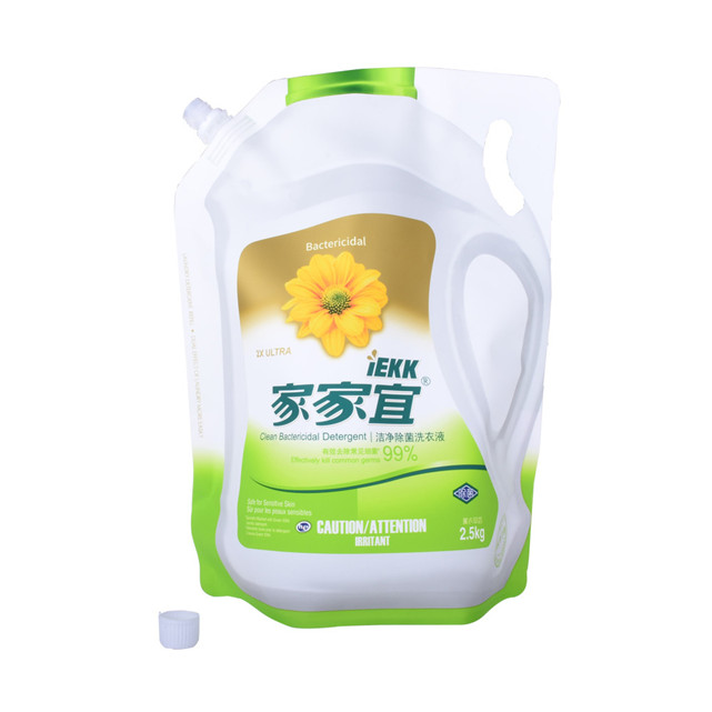 Colorful Printing biodegradable materials spout pouch with cup washing powder packet design detergent powder packing pouch