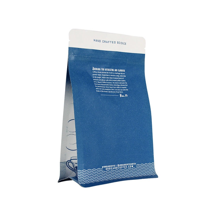 Heat Seal Moisture-proof Biodegradable Packaging Stocks Flat Bottom Pouch Zipper Custom Coffee Bag Printing