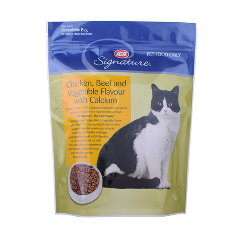 High Quality Rip Zip Feed Stand Up Zipper Pouch Animal Feed Packaging Bag