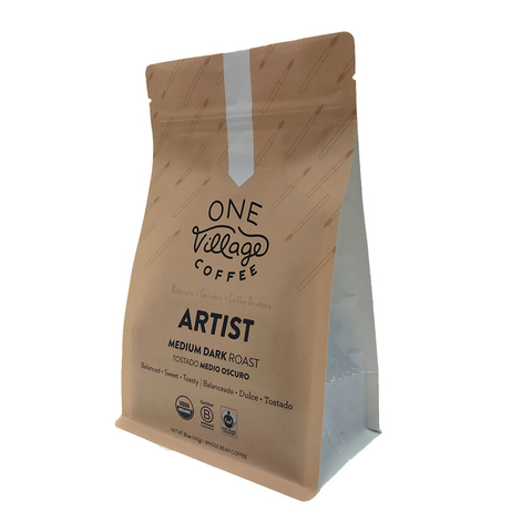 High Quality Quad Seal Waitrose Compostable Packaging Flat Bottom Pouch with Zipper Malaysia 12 Oz Coffee Bags