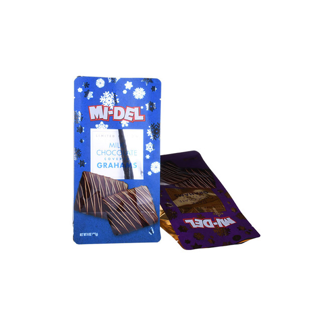 Flat bottom food grade shinning finish chocolate plastic packaging