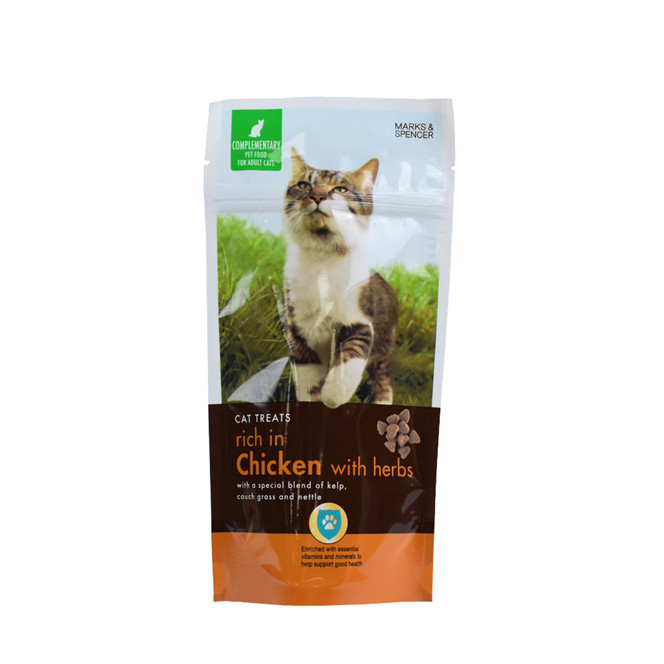 Wholesales standing eco friendly cat food packaging with your design printed