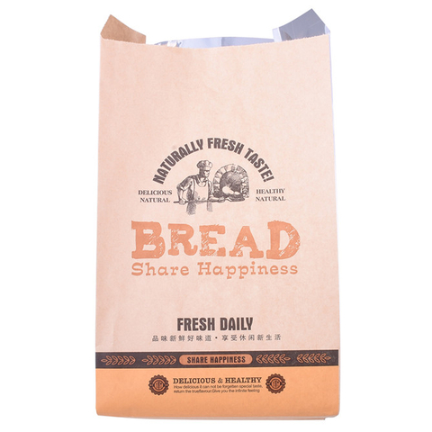 FSC certificated custom logo paper bag with clear window to pack bread
