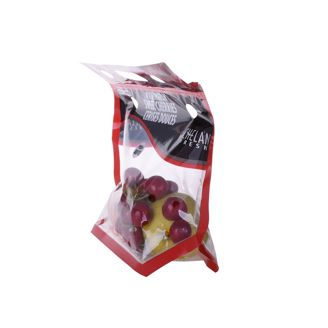 Imprinted logo on eco plastic recyclable fruit bag zipped with handle