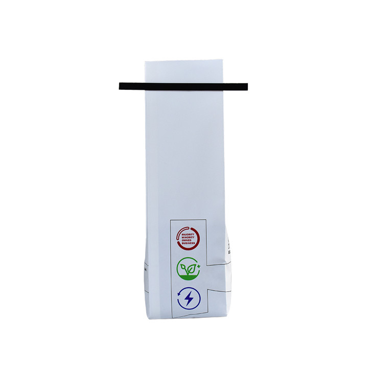 OEM Glossy Finish Zip Lock Plastic Gusseted Cellophane White Coffee Bag