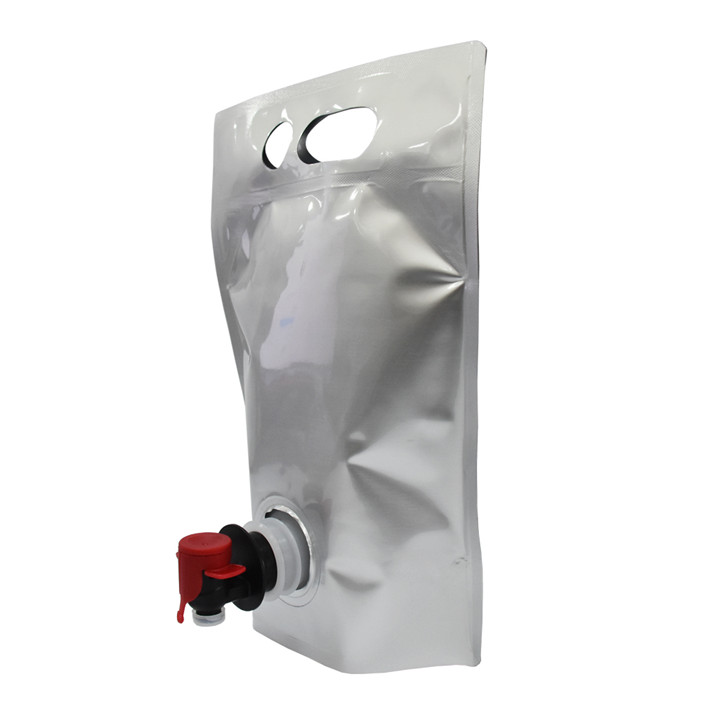 Heat seal standup bag for wine 2 litre with handle