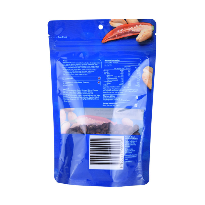 Standup plastics eco friendly branded packaging for nuts packing with personalized logo