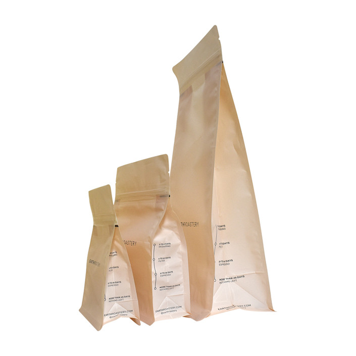 Flat bottom packaging compostable poly canada eco friendly packaging coffee pouch with zipper