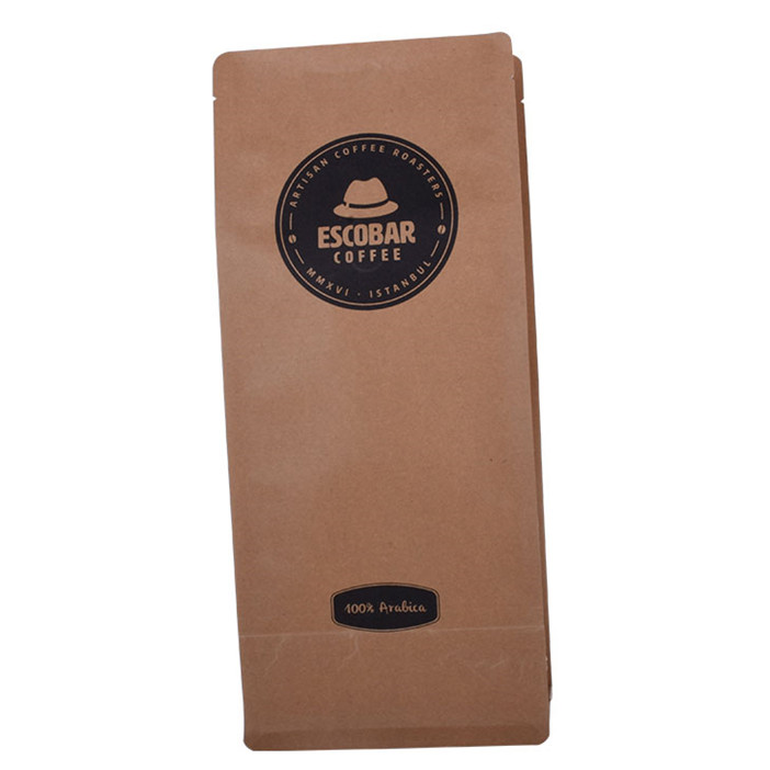 Heat seal block bottom environmental food packaging 1kg coffee bag with kraft paper