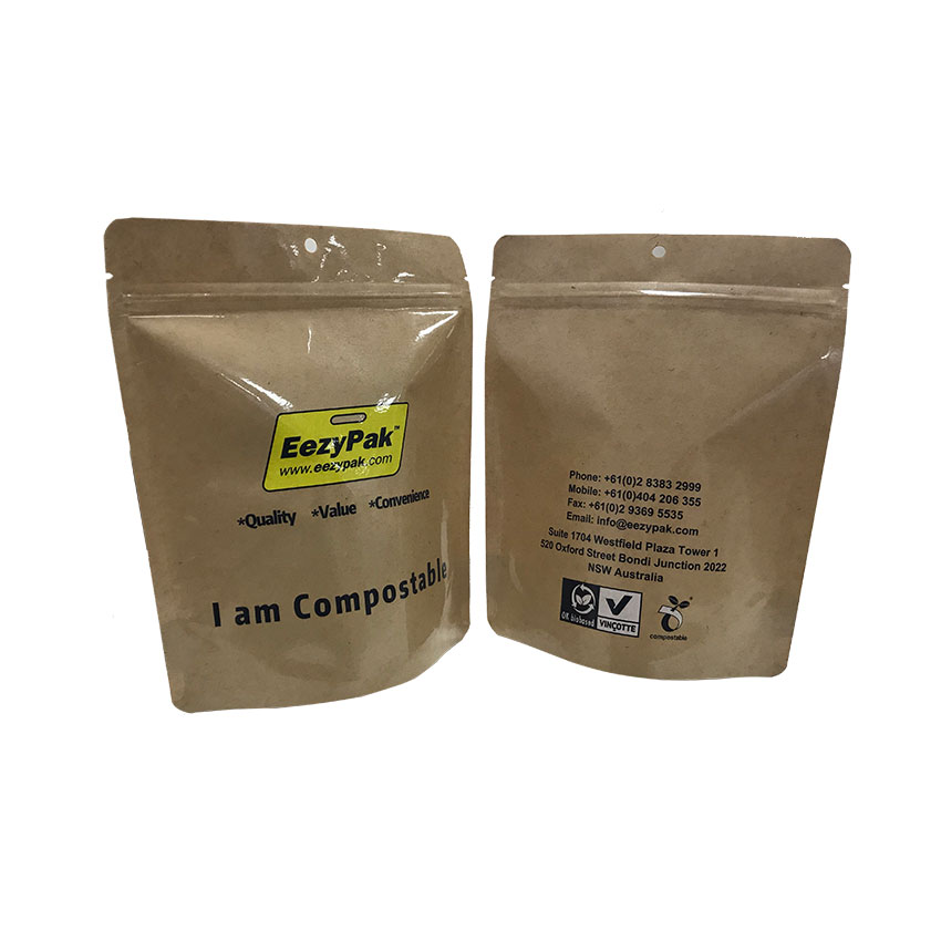 Biodegradable Iplock Stand Up Pouch Disposable Compostable Packaging Compostable Bag