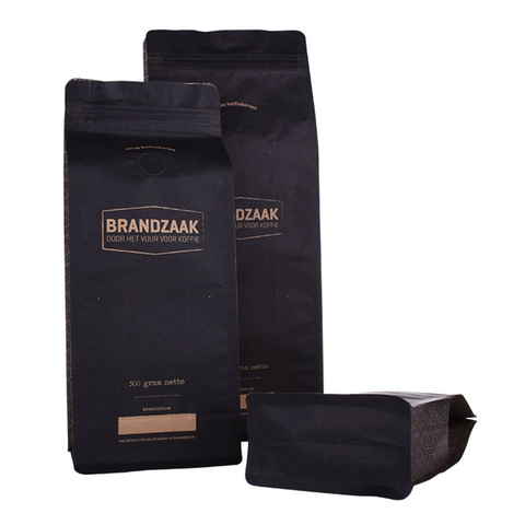 Compostable Pla Flat Bottom Resealable Packaging Bag For Coffee