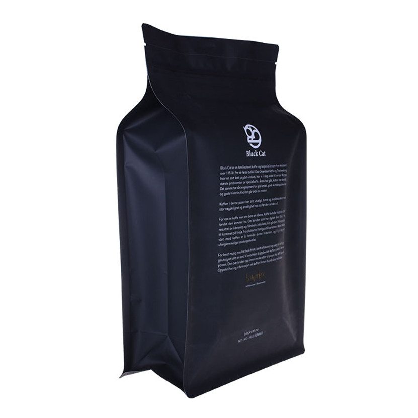 Compostable Box Bottom Pouch Coffee Bag With Valve and Zipper