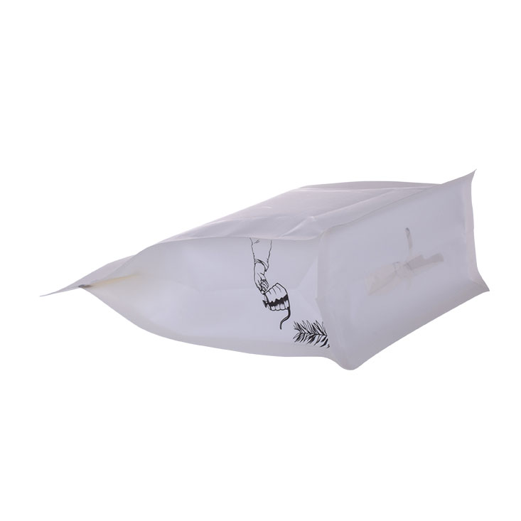 Compostable Custom Design Resealable Zipper Craft Paper Flat Bottom Bags