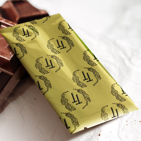 Glossy Golden Finish Back Seal Wholesale Chocolate Bar Packaging Bag