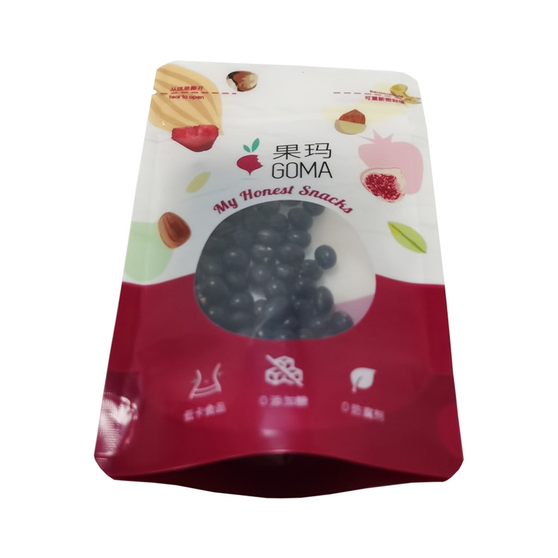 Digital Printing Stand Up Snack Packaging Flat Bottom Bag For Nuts