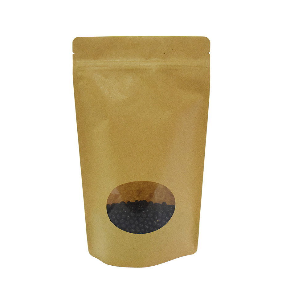 Compostable Brown Kraft Paper Stand up Pouch Coffee Packaging Bags 