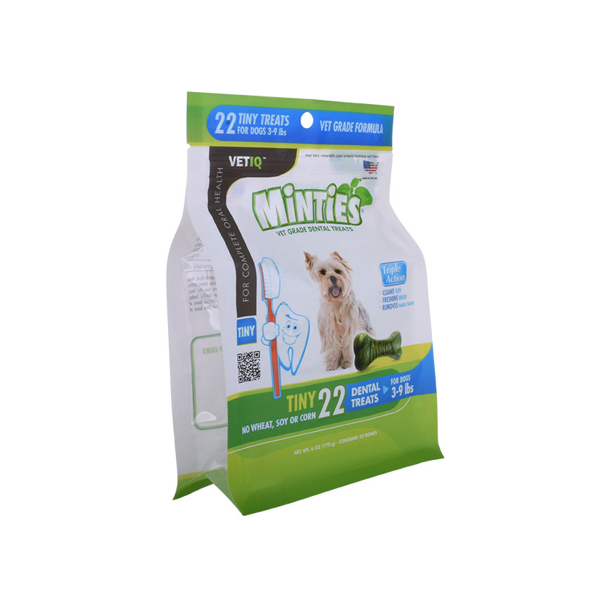 100% Recyclable Block Bottom Dog Food Packaging Pouch Bag with Zip Lock