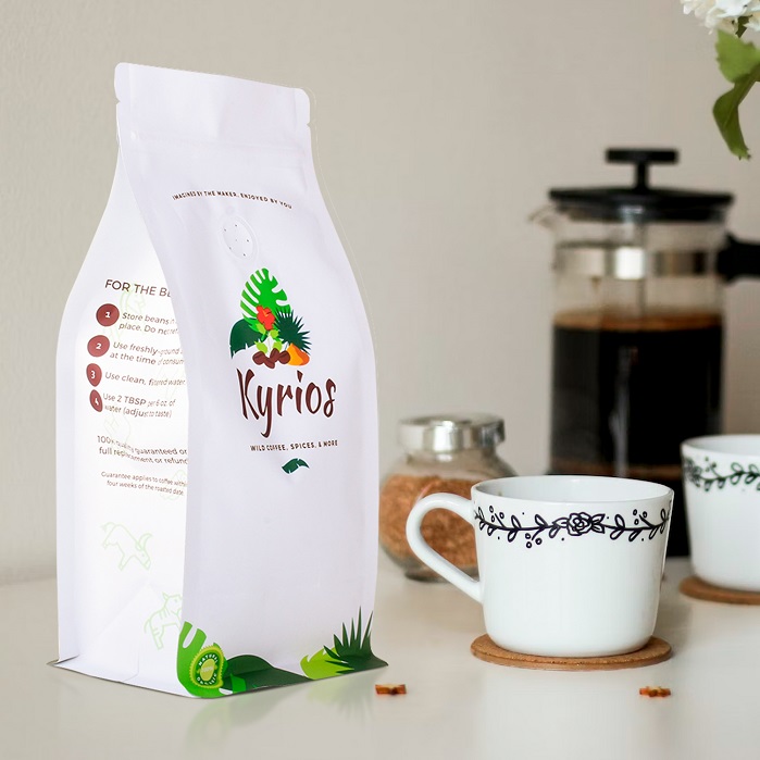 Certified Natural Kraft Paper Home Compostable 12oz Coffee Bags with Valve Wholesale