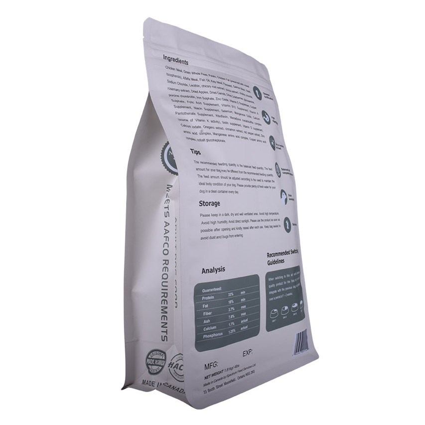 Custom Design Waterproof Biodegradable Stand Up Pouch Side Gusset Pouches Damaged Bag Dog Food