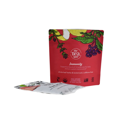 Disposable Printing Biodegradable Compostable Cornstarch Stand Up Pouch with Tap Packaging Bag for Tea